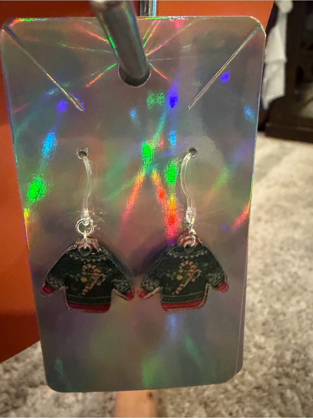 Hand Crafted Green Sweater Dangle Earrings - Festive Women's Jewelry